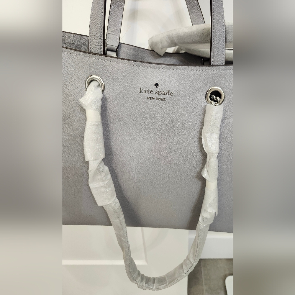 kate spade Gray Pebble Leather Tote with Top Handles Great For Spring.